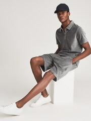 Reiss Grey Alnmouth Velour Drawstring Shorts - Image 1 of 5