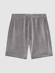 Reiss Grey Alnmouth Velour Drawstring Shorts - Image 2 of 5