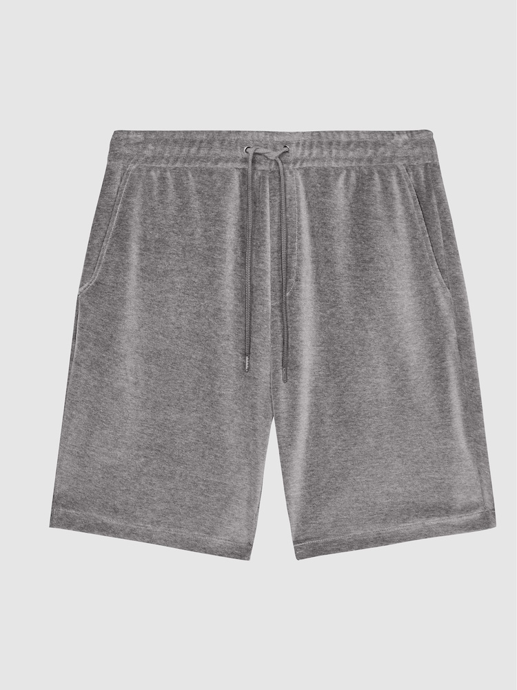 Reiss Grey Alnmouth Velour Drawstring Shorts - Image 2 of 5