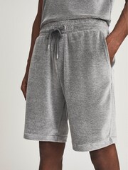 Reiss Grey Alnmouth Velour Drawstring Shorts - Image 4 of 5