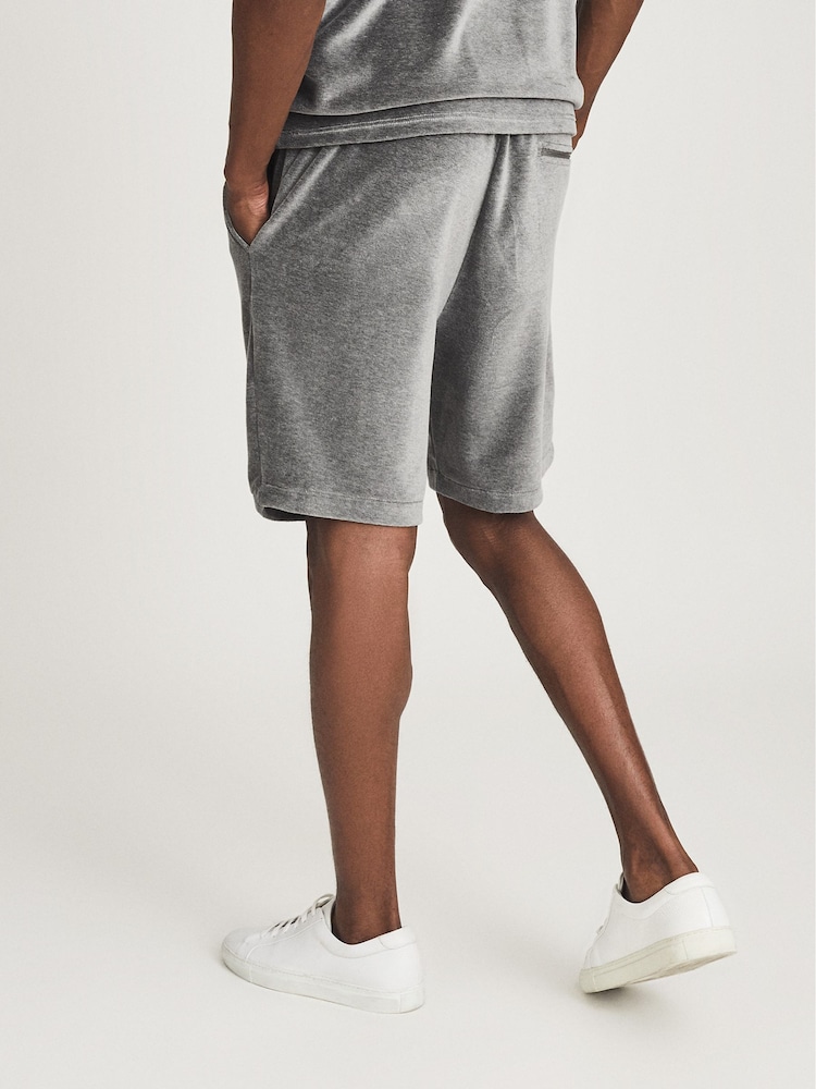Reiss Grey Alnmouth Velour Drawstring Shorts - Image 5 of 5