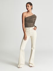 Reiss Mocha Hayley Jersey Asymmetric Top - Image 1 of 1