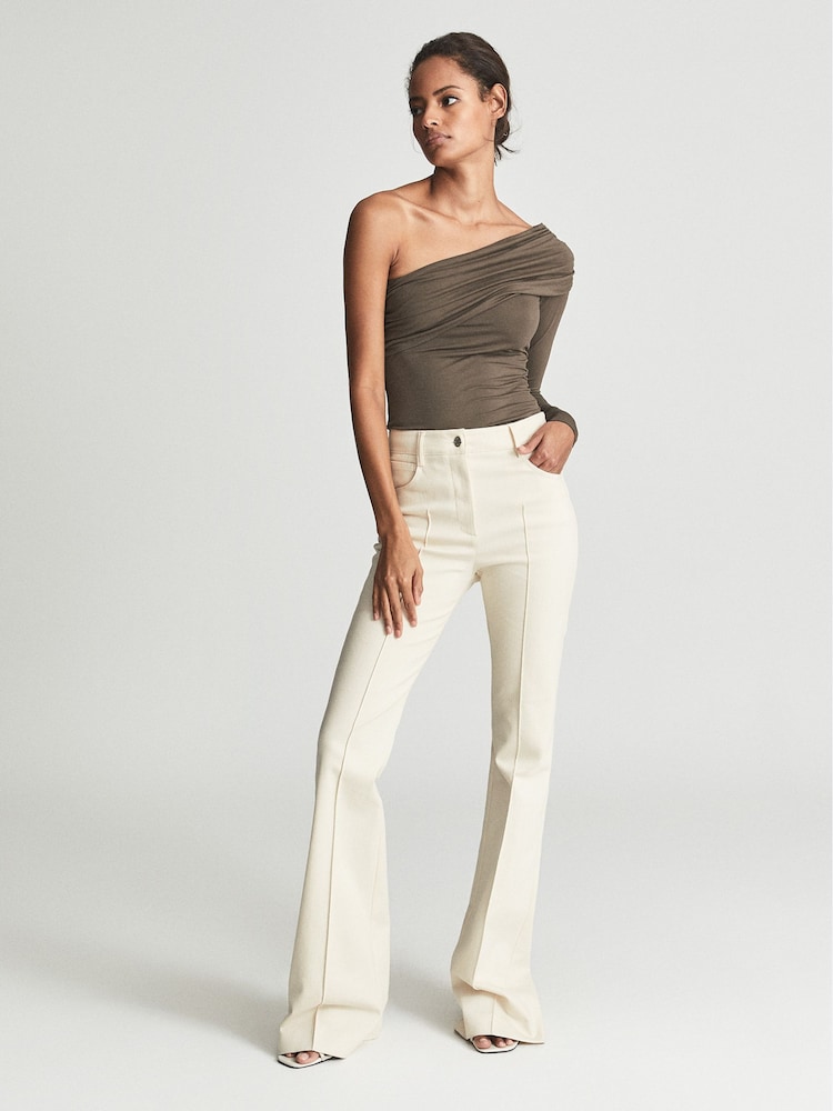 Reiss Mocha Hayley Jersey Asymmetric Top - Image 1 of 1