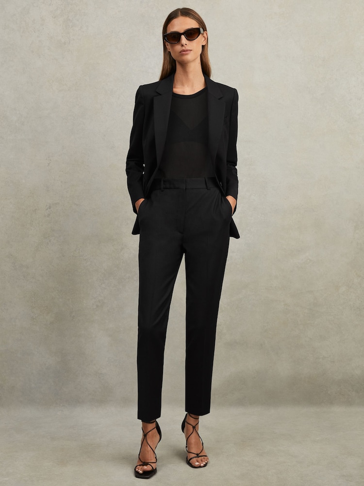 Reiss Black Haisley Wool Blend Tapered Suit Trousers - Image 1 of 6