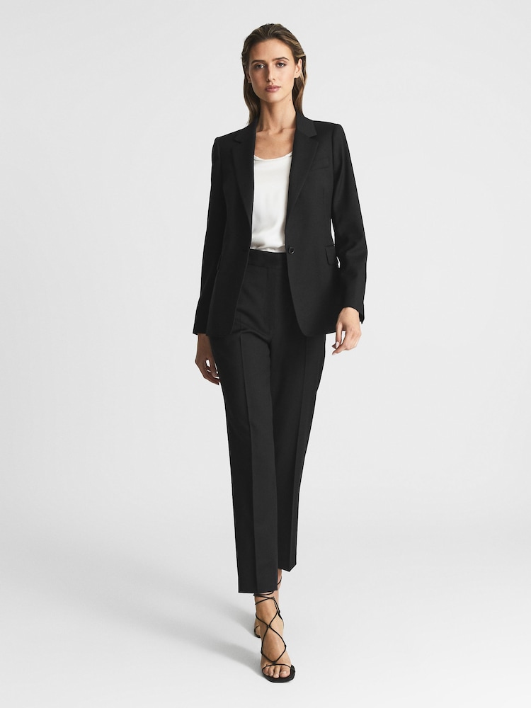 Reiss Black Haisley Wool Blend Tapered Suit Trousers - Image 7 of 7