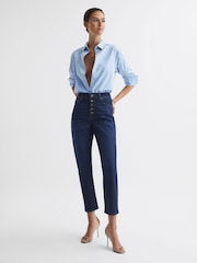 Reiss Deep Indigo Bailey High Rise Straight Leg Jeans - Image 1 of 9