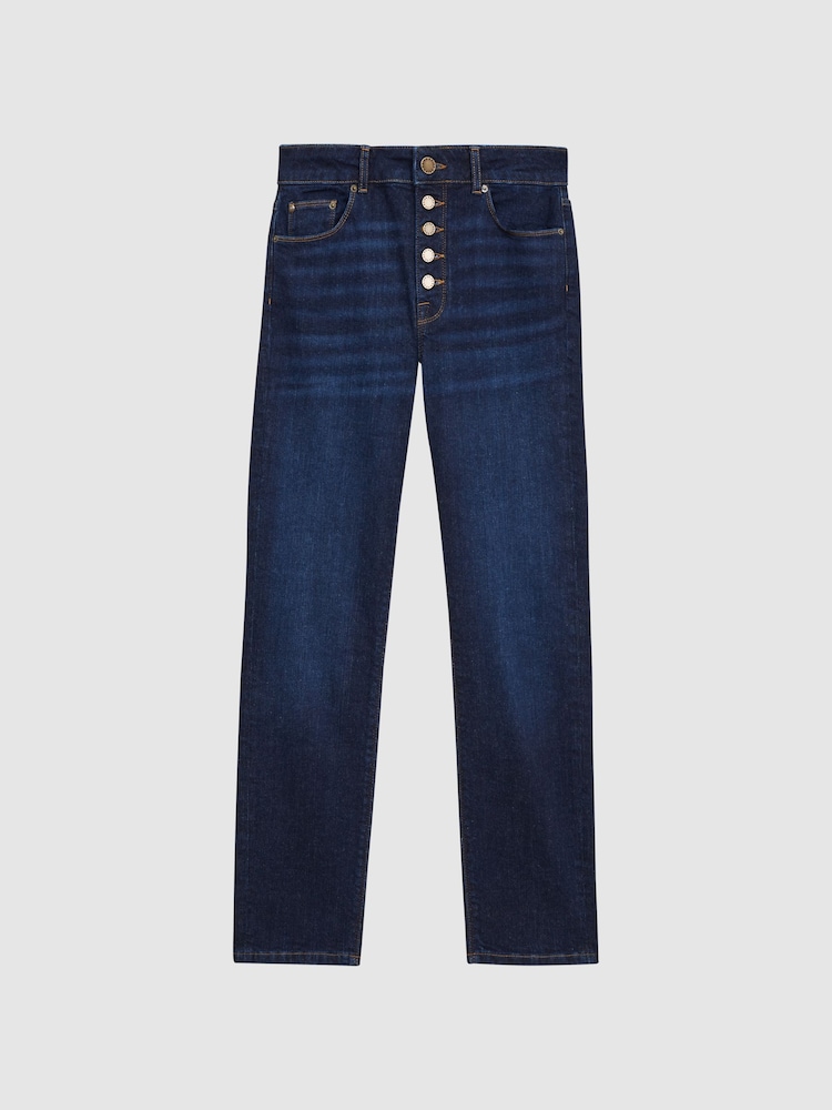 Reiss Deep Indigo Bailey High Rise Straight Leg Jeans - Image 2 of 9