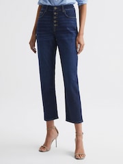Reiss Deep Indigo Bailey High Rise Straight Leg Jeans - Image 3 of 9