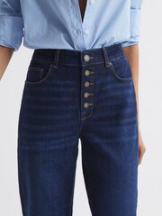 Reiss Deep Indigo Bailey High Rise Straight Leg Jeans - Image 6 of 9