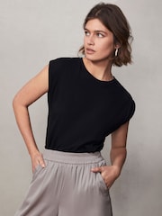Mint Velvet Black Cotton Extended T-Shirt - Image 4 of 6