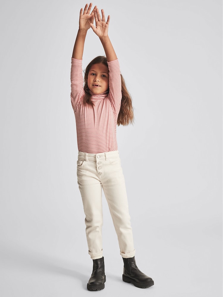 Reiss Red Carey Jr Striped Roll Neck Top - Image 1 of 6