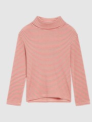 Reiss Red Carey Jr Striped Roll Neck Top - Image 2 of 6