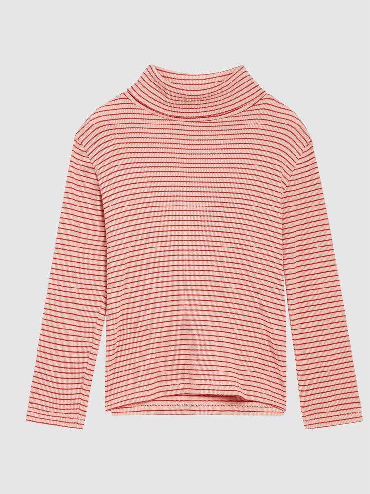Reiss Red Carey Jr Striped Roll Neck Top - Image 2 of 6