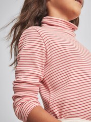 Reiss Red Carey Jr Striped Roll Neck Top - Image 3 of 6