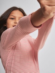 Reiss Red Carey Jr Striped Roll Neck Top - Image 4 of 6