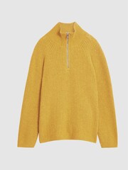 Reiss Green Gwyn Jr Ribbed Zip Neck Jumper - Image 2 of 6
