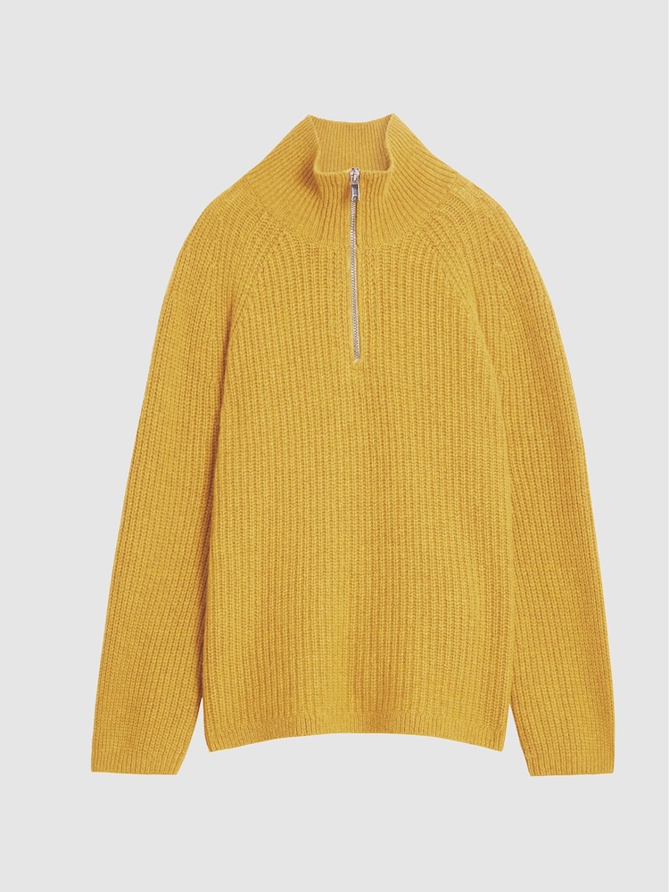 Reiss Green Gwyn Jr Ribbed Zip Neck Jumper - Image 2 of 6