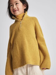 Reiss Green Gwyn Jr Ribbed Zip Neck Jumper - Image 3 of 6