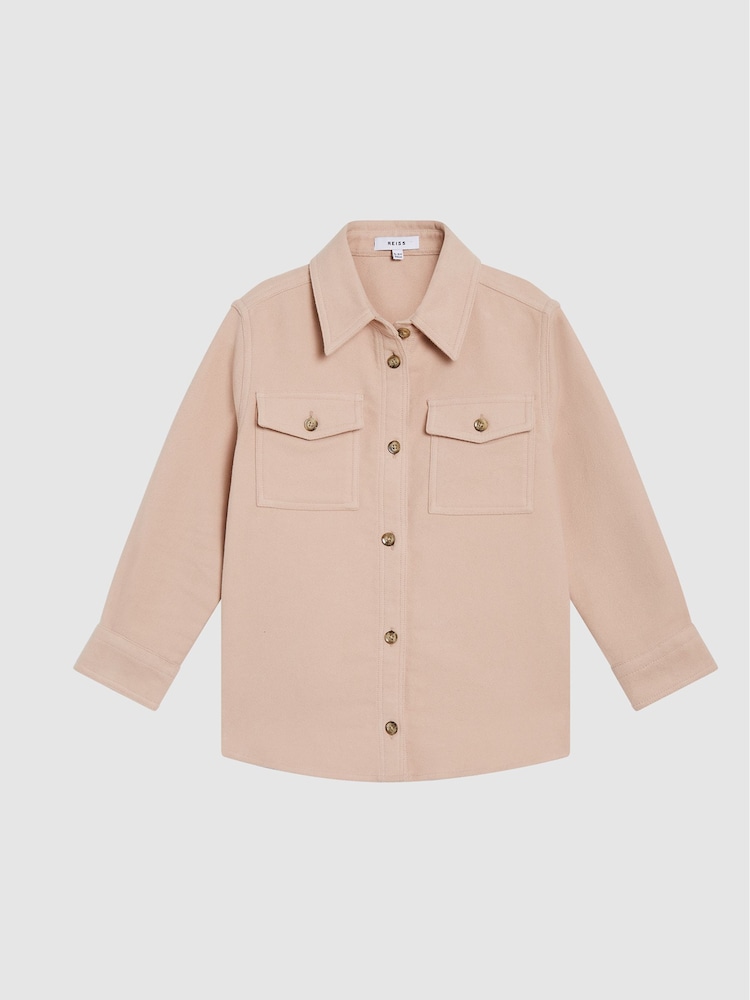 Reiss Pink Emily Junior Brushed Cotton Overshirt - Image 2 of 6