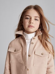 Reiss Pink Emily Junior Brushed Cotton Overshirt - Image 3 of 6