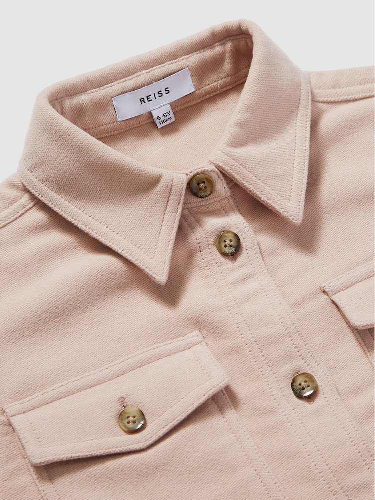 Reiss Pink Emily Junior Brushed Cotton Overshirt - Image 6 of 6