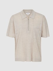 Reiss Mink Jenna Boxy Zip Neck Polo Shirt - Image 2 of 4
