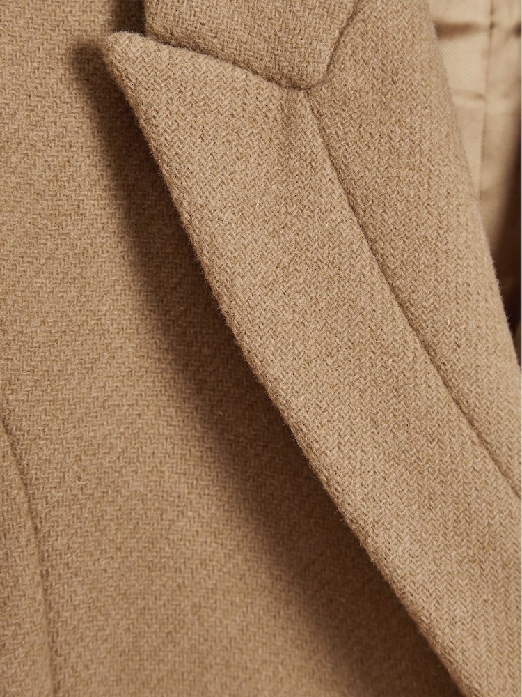 Reiss Camel Marlow Jr Tailored Wool Blend Coat - Image 6 of 6