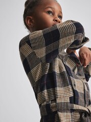 Reiss Navy Elle Jr Checked Wool Blend Dress - Image 3 of 6