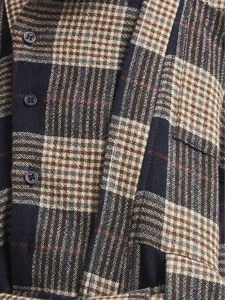 Reiss Navy Elle Jr Checked Wool Blend Dress - Image 6 of 6