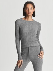 Reiss Charcoal Maeve Rib-knitted Crew Neck Jumper - Image 1 of 5