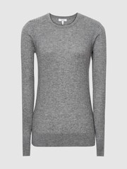 Reiss Charcoal Maeve Rib-knitted Crew Neck Jumper - Image 2 of 5
