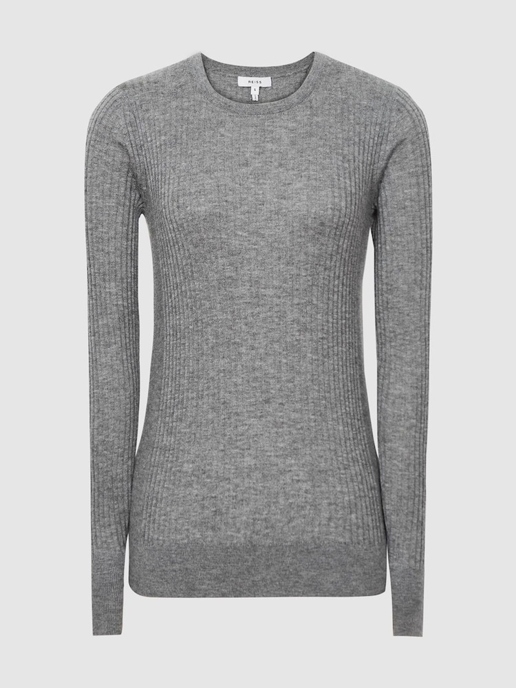 Reiss Charcoal Maeve Rib-knitted Crew Neck Jumper - Image 2 of 5
