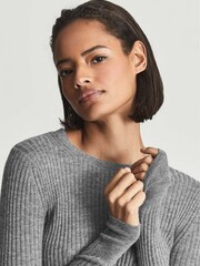 Reiss Charcoal Maeve Rib-knitted Crew Neck Jumper - Image 3 of 5