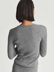 Reiss Charcoal Maeve Rib-knitted Crew Neck Jumper - Image 5 of 5
