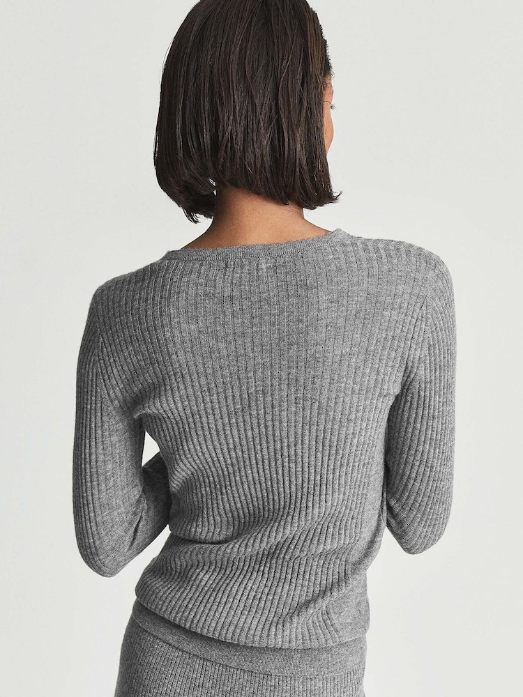 Reiss Charcoal Maeve Rib-knitted Crew Neck Jumper - Image 5 of 5