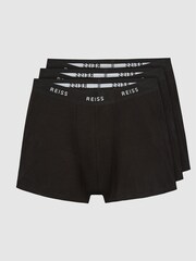 Reiss Black Heller Three Pack Organic Cotton Boxers - Image 2 of 7