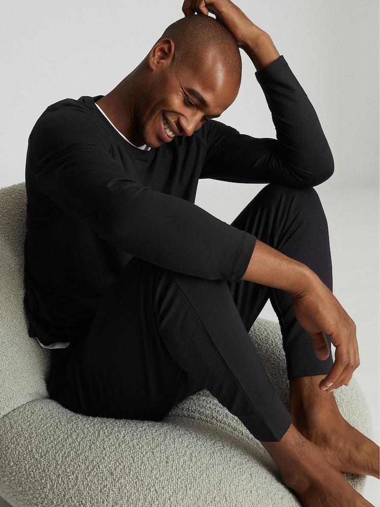 Reiss Charcoal Armstrong Crew Neck Jersey Top - Image 1 of 5 Reiss Charcoal Armstrong Crew Neck Jersey Top - Image 1 of 5