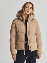 Reiss Camel Thea Short Puffer Coat - Image 1 of 11