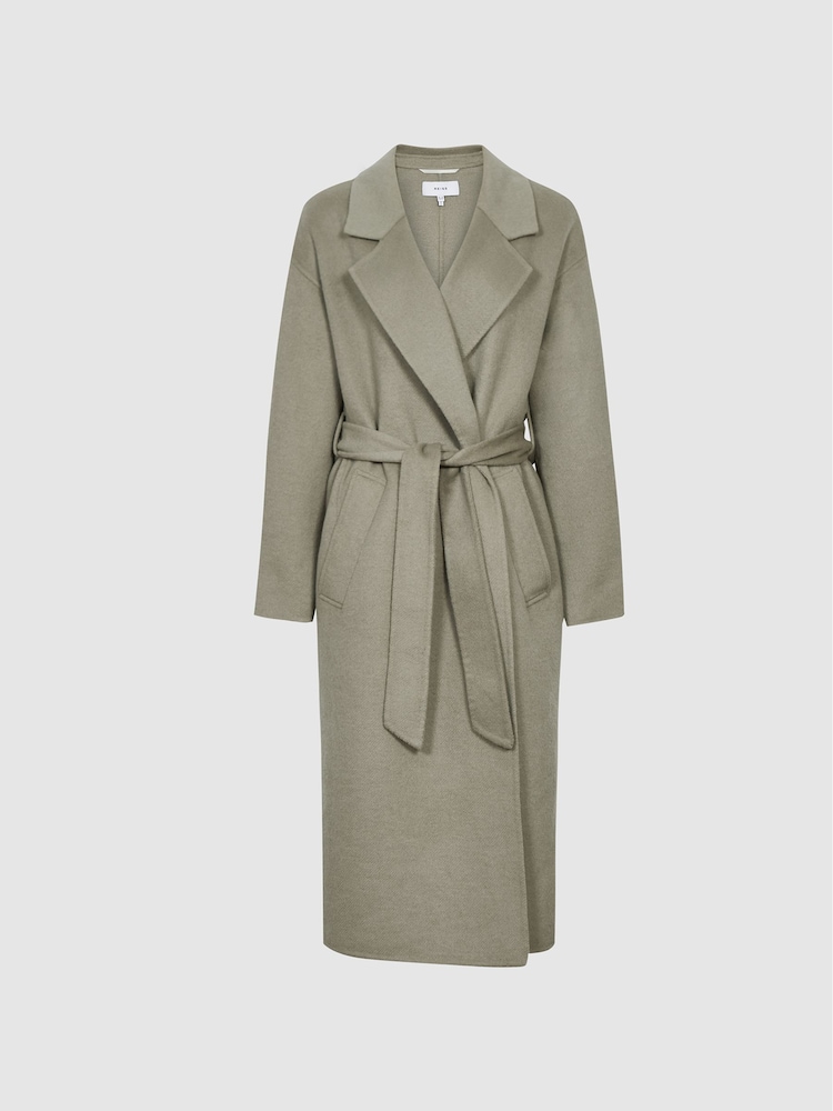Reiss Khaki Green Olive Wool Blend Oversized Overcoat - Image 2 of 6