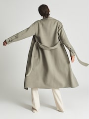 Reiss Khaki Green Olive Wool Blend Oversized Overcoat - Image 5 of 6