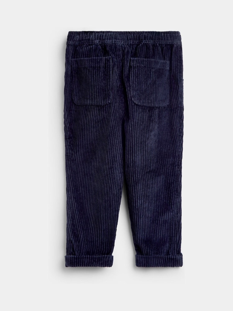 JoJo Maman Bébé Navy Blue Cord Pull-Up Trousers - Image 2 of 4 JoJo Maman Bébé Navy Blue Cord Pull-Up Trousers - Image 2 of 4