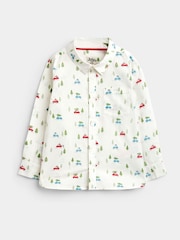 JoJo Maman Bébé Dark Green Christmas Car Print Shirt & Cord Trousers Set - Image 2 of 7