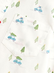 JoJo Maman Bébé Dark Green Christmas Car Print Shirt & Cord Trousers Set - Image 6 of 7
