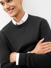 Black Regular Pure 100% Cotton Jumper - Image 1 of 6