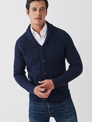 Navy Blue Navy Cable Shawl Cardigan - Image 1 of 1