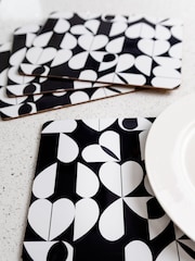 Beau And Elliot Set of 4 White Monochrome Brokenhearted Placemats - Image 2 of 4