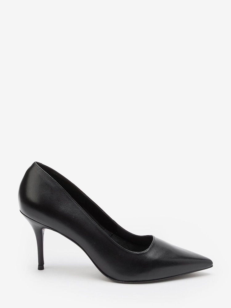 Black Regular/Wide Fit Forever Comfort® Leather Court Shoes - Image 1 of 5