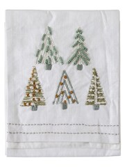 Gallery Home White Embroidered Christmas Trees 100% Cotton Table Runner 2.5 Metres - Image 1 of 1