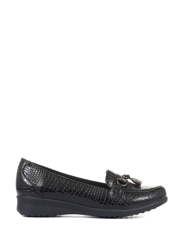 Črna s krokodiljim vzorcem - Pavers Patent Leather Ladies Loafers - Slika 1 iz 5 Črna s krokodiljim vzorcem - Pavers Patent Leather Ladies Loafers - Slika 1 iz 5