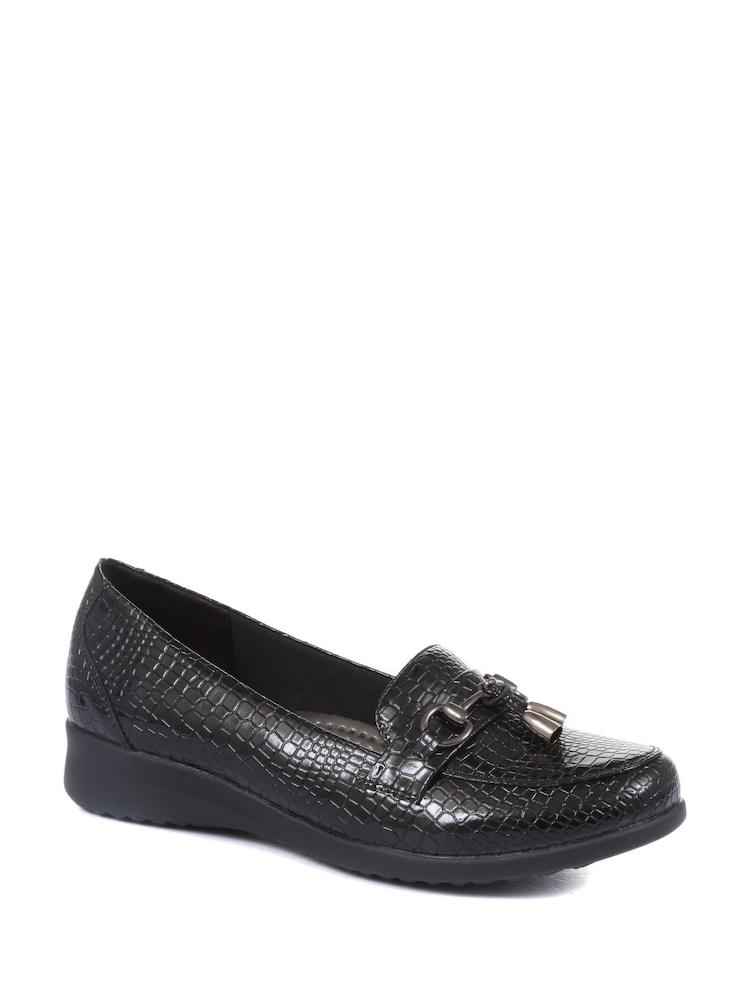 Pavers Black Croc Patent Leather Ladies Loafers - Image 3 of 5
